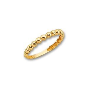 14K Gold Beaded Stackable Ring | Dainty Polish Ball Band By Tehrani Jewelry
